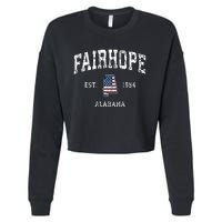 Fairhope Alabama Al Vintage American Flag Sports Design Cropped Pullover Crew