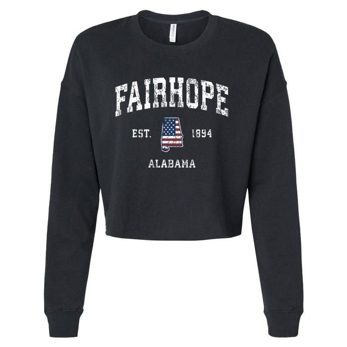 Fairhope Alabama Al Vintage American Flag Sports Design Cropped Pullover Crew