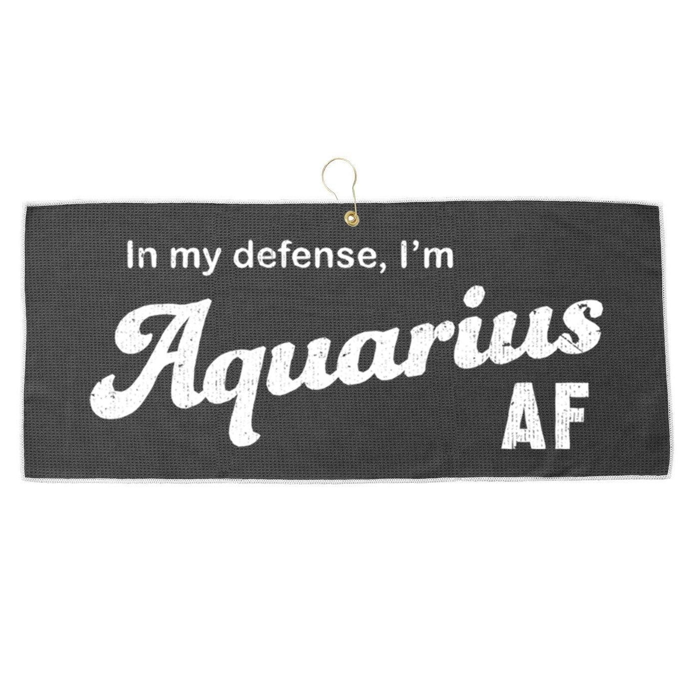 Funny Astrology Aquarius Gift Large Microfiber Waffle Golf Towel
