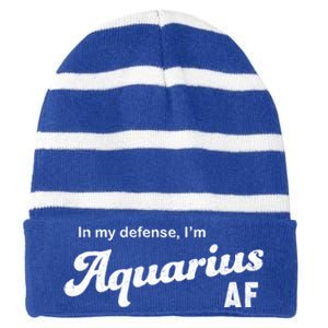 Funny Astrology Aquarius Gift Striped Beanie with Solid Band