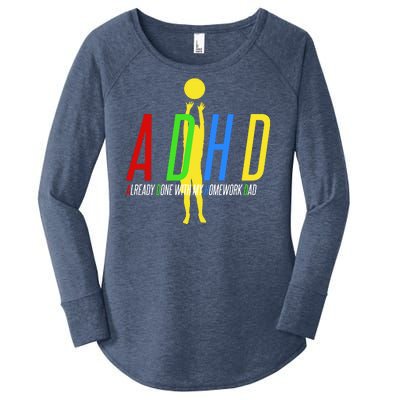 Funny ADHD Already Done With My Homework Dad Women's Perfect Tri Tunic Long Sleeve Shirt