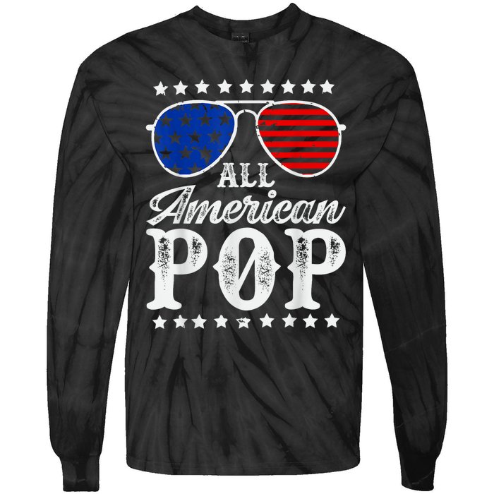 Funny All American Pop Sunglasses USA 4th Of July Tie-Dye Long Sleeve Shirt