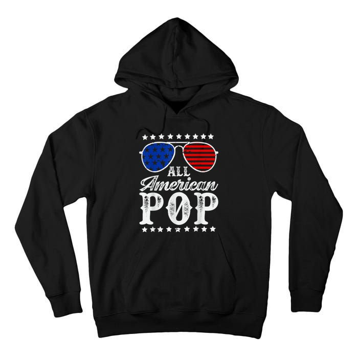 Funny All American Pop Sunglasses USA 4th Of July Tall Hoodie