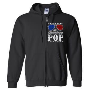 Funny All American Pop Sunglasses USA 4th Of July Full Zip Hoodie