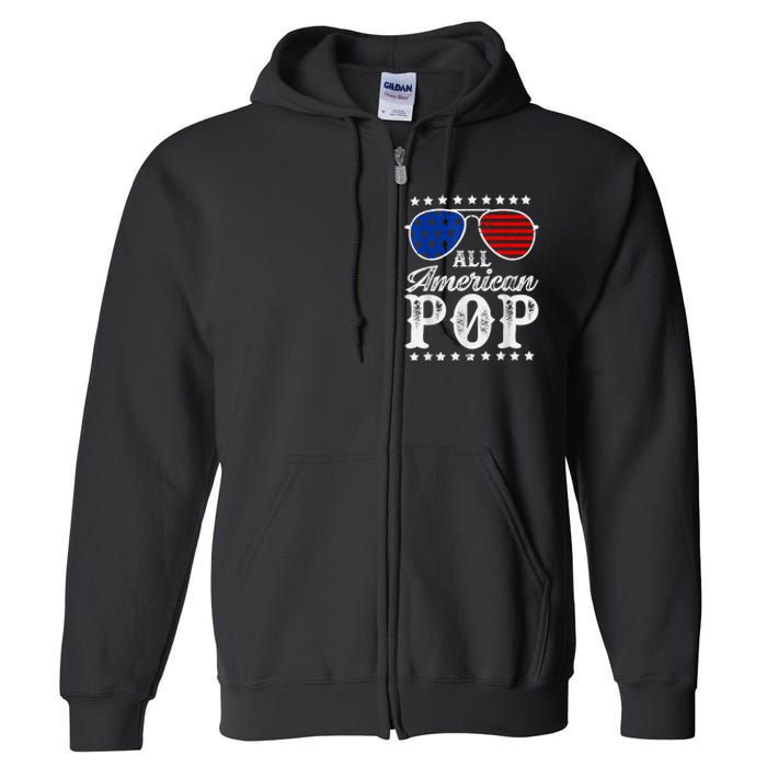 Funny All American Pop Sunglasses USA 4th Of July Full Zip Hoodie