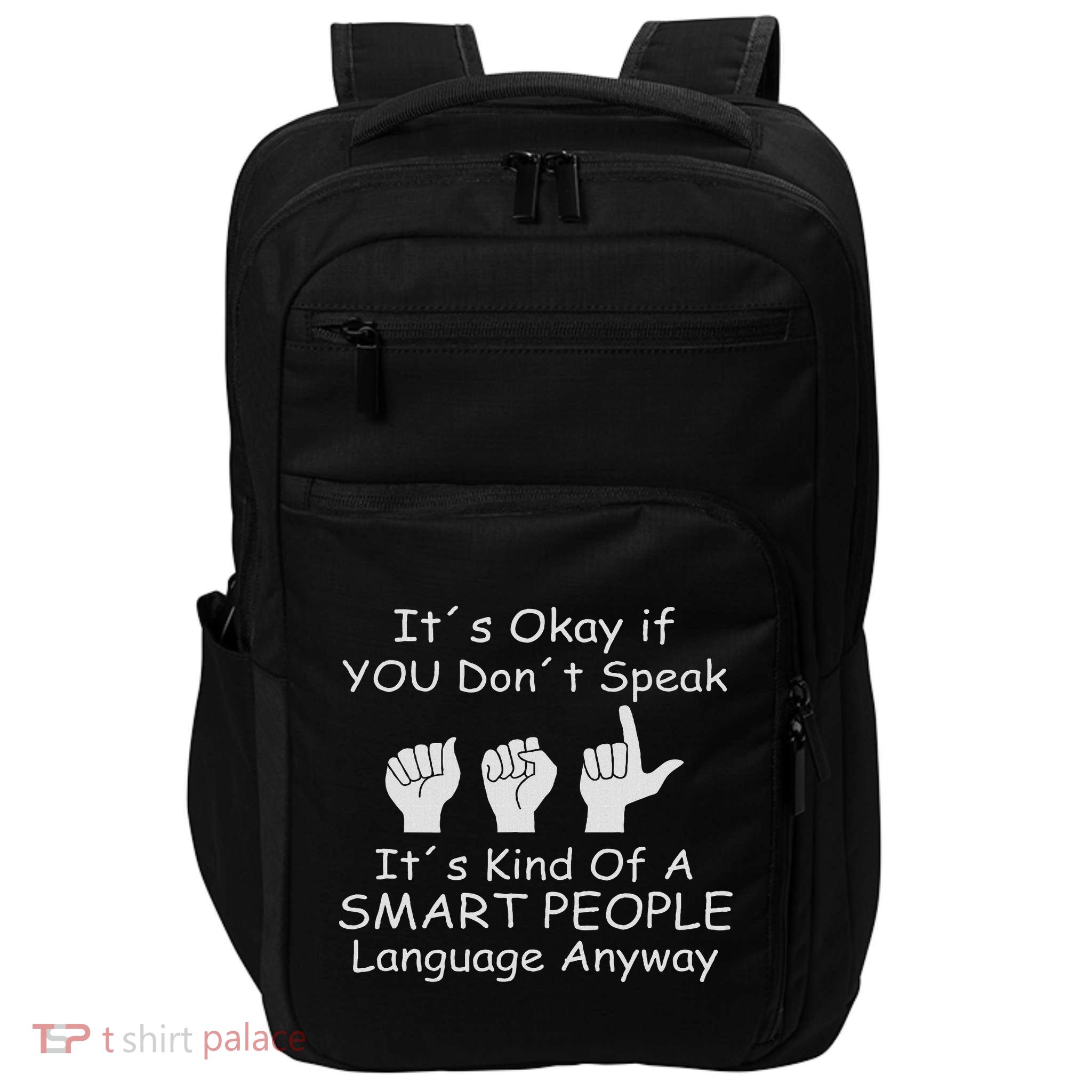 Funny Asl American Sign Language Impact Tech Backpack