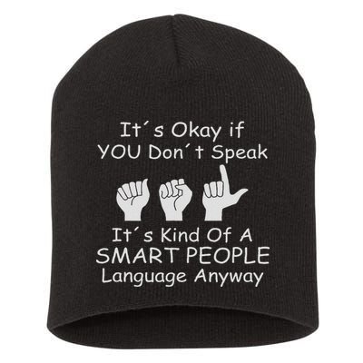 Funny Asl American Sign Language Short Acrylic Beanie