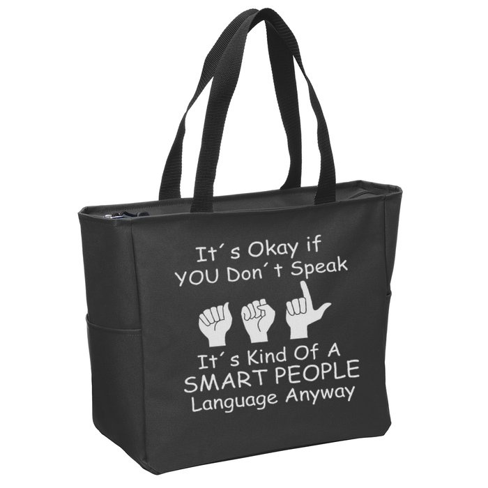 Funny Asl American Sign Language Zip Tote Bag