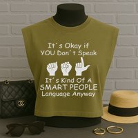 Funny Asl American Sign Language Garment-Dyed Women's Muscle Tee