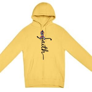 Faith Autism Awareness Month Ribbon Premium Pullover Hoodie