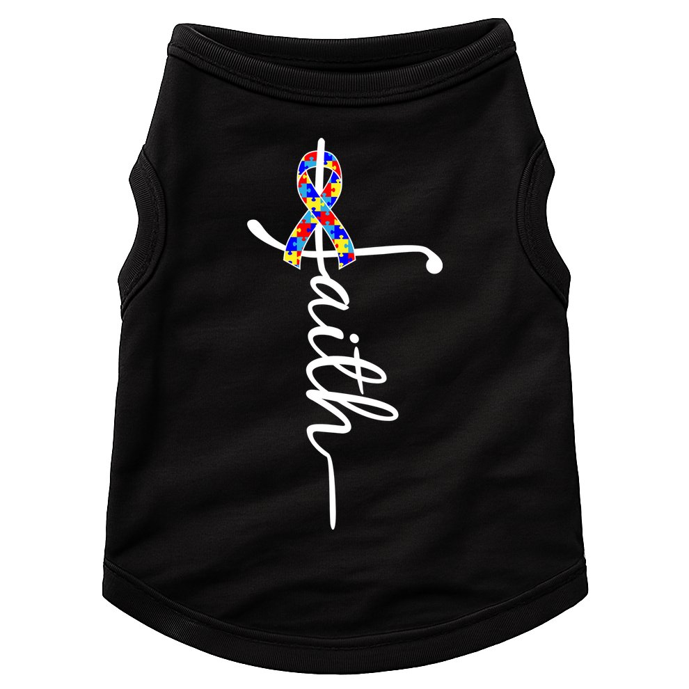 Faith Autism Awareness Month Ribbon Doggie Tank