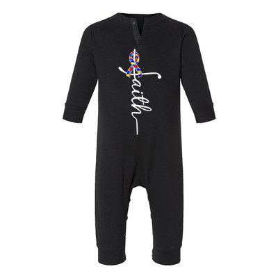 Faith Autism Awareness Month Ribbon Infant Fleece One Piece