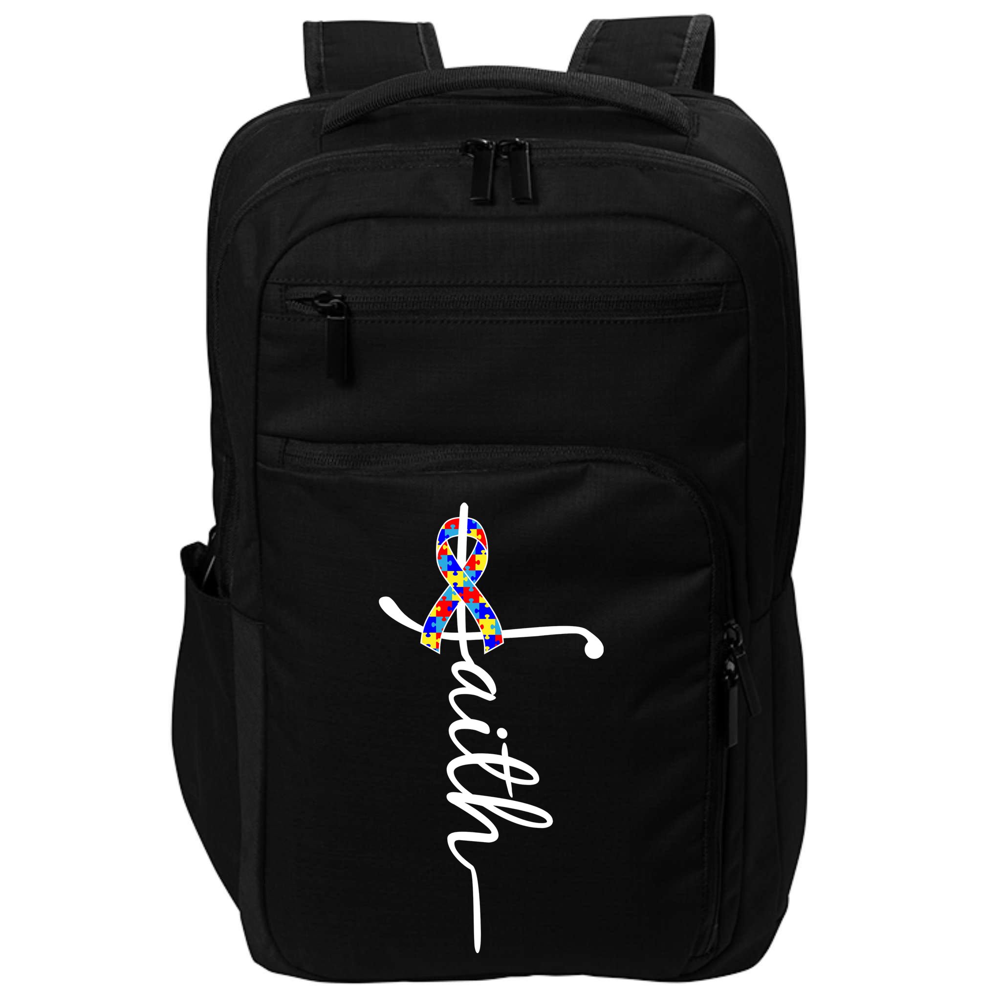 Faith Autism Awareness Month Ribbon Impact Tech Backpack