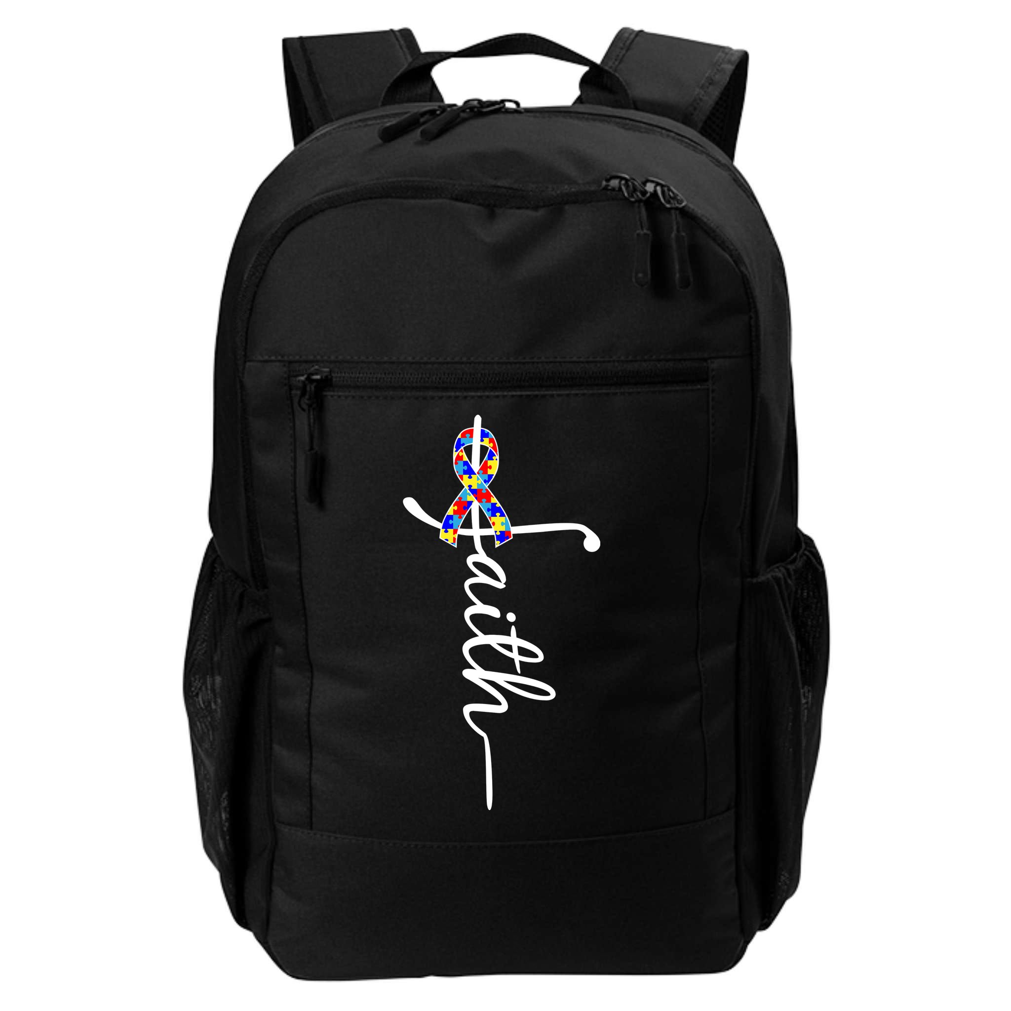 Faith Autism Awareness Month Ribbon Backpack
