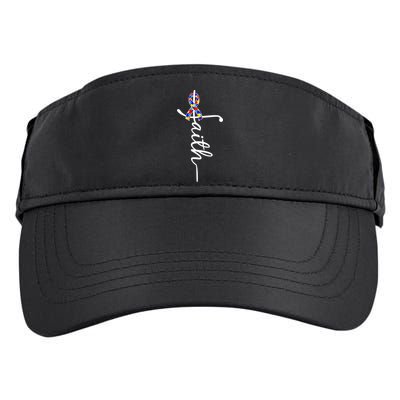 Faith Autism Awareness Month Ribbon Adult Drive Performance Visor