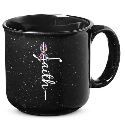 Faith Autism Awareness Month Ribbon 15oz Campfire Ceramic Mug