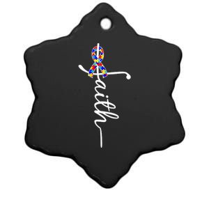 Faith Autism Awareness Month Ribbon Ceramic Star Ornament