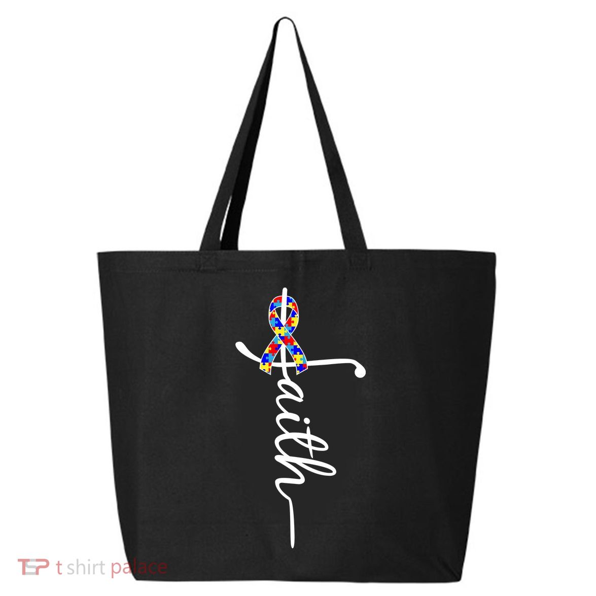 Faith Autism Awareness Month Ribbon 25L Jumbo Tote