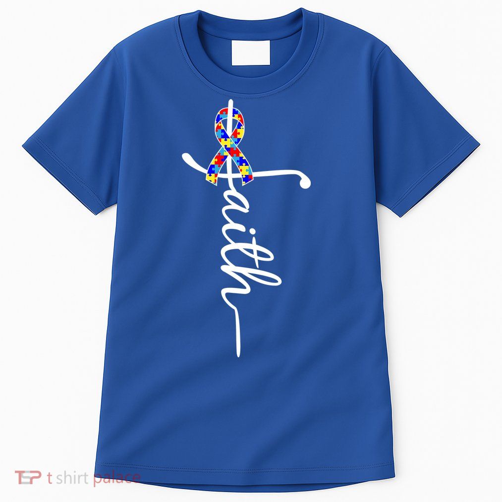 Faith Autism Awareness Month Ribbon Tall T-Shirt