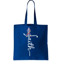 Faith Autism Awareness Month Ribbon Tote Bag