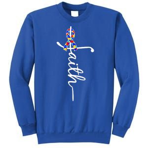 Faith Autism Awareness Month Ribbon Tall Sweatshirt