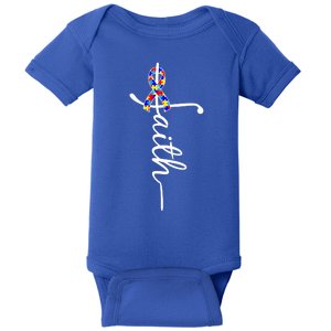 Faith Autism Awareness Month Ribbon Baby Bodysuit