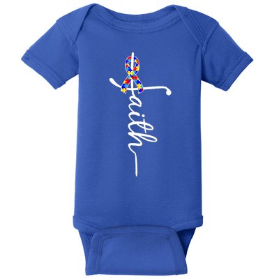 Faith Autism Awareness Month Ribbon Baby Bodysuit