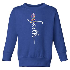 Faith Autism Awareness Month Ribbon Toddler Sweatshirt