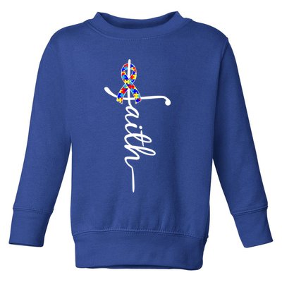 Faith Autism Awareness Month Ribbon Toddler Sweatshirt