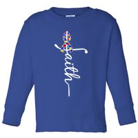 Faith Autism Awareness Month Ribbon Toddler Long Sleeve Shirt