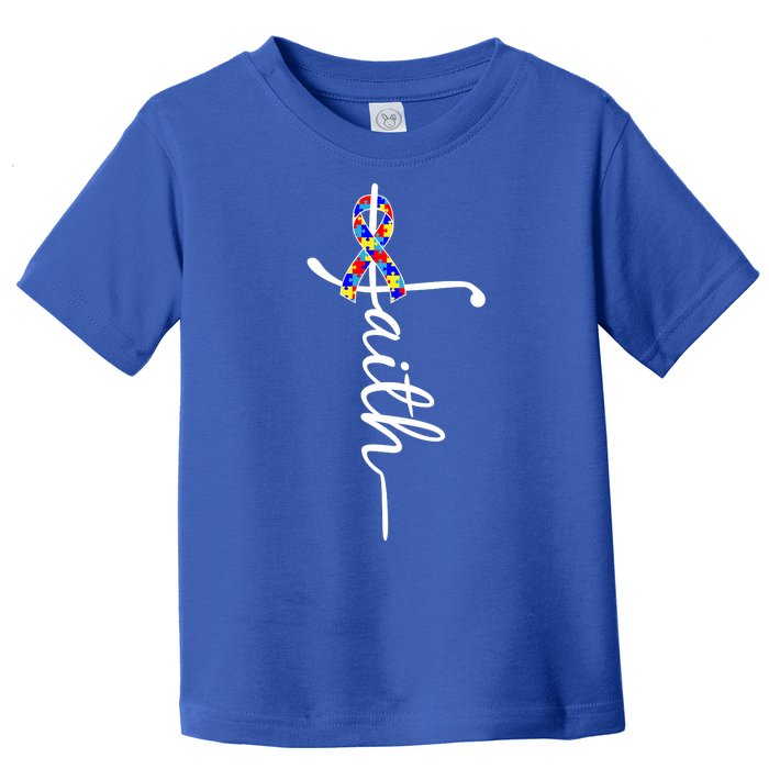 Faith Autism Awareness Month Ribbon Toddler T-Shirt