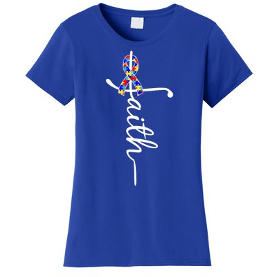 Faith Autism Awareness Month Ribbon Women's T-Shirt