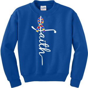 Faith Autism Awareness Month Ribbon Kids Sweatshirt