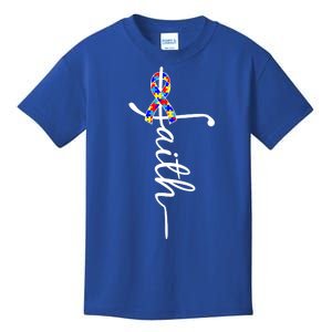 Faith Autism Awareness Month Ribbon Kids T-Shirt