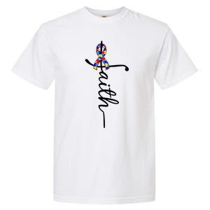 Faith Autism Awareness Month Ribbon Garment-Dyed Heavyweight T-Shirt