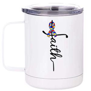 Faith Autism Awareness Month Ribbon 12 oz Stainless Steel Tumbler Cup