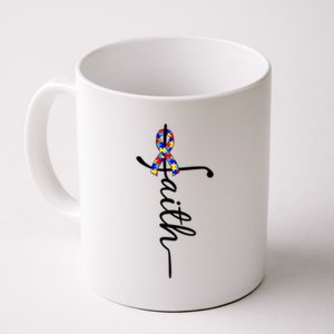 Faith Autism Awareness Month Ribbon Coffee Mug