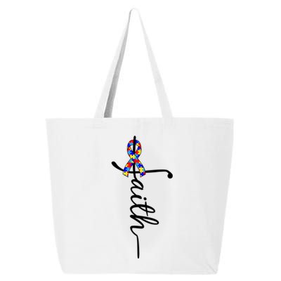 Faith Autism Awareness Month Ribbon 25L Jumbo Tote