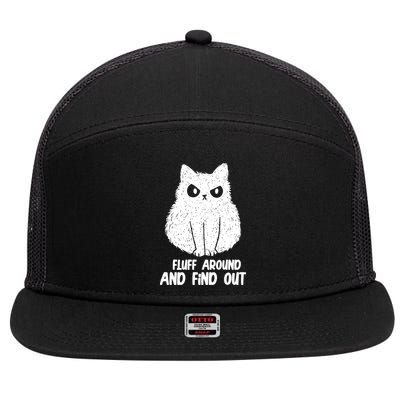 Fluff Around And Find Out Funny Cat Lover 7 Panel Mesh Trucker Snapback Hat