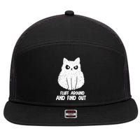 Fluff Around And Find Out Funny Cat Lover 7 Panel Mesh Trucker Snapback Hat