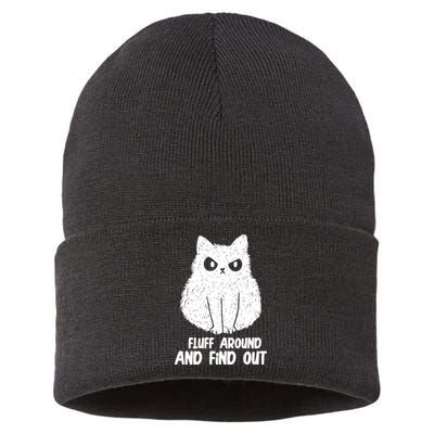 Fluff Around And Find Out Funny Cat Lover Sustainable Knit Beanie