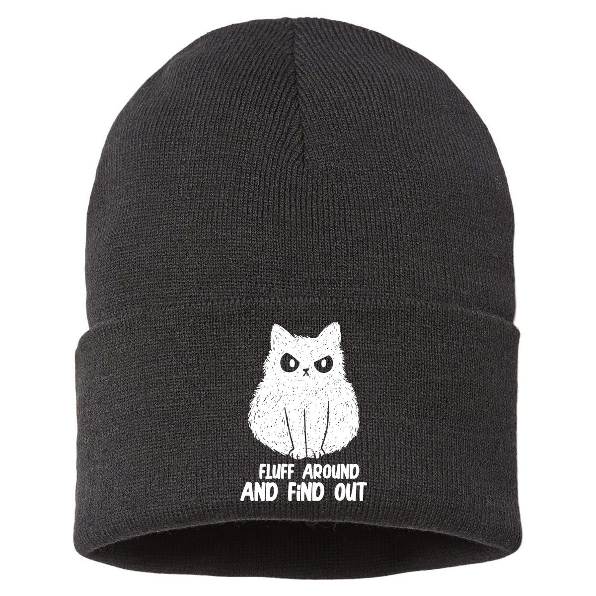 Fluff Around And Find Out Funny Cat Lover Sustainable Knit Beanie