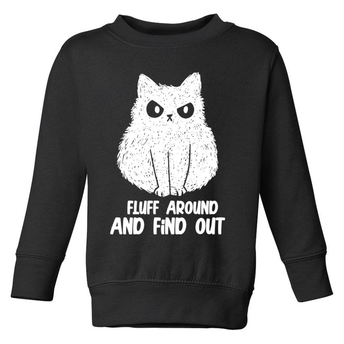 Fluff Around And Find Out Funny Cat Lover Toddler Sweatshirt