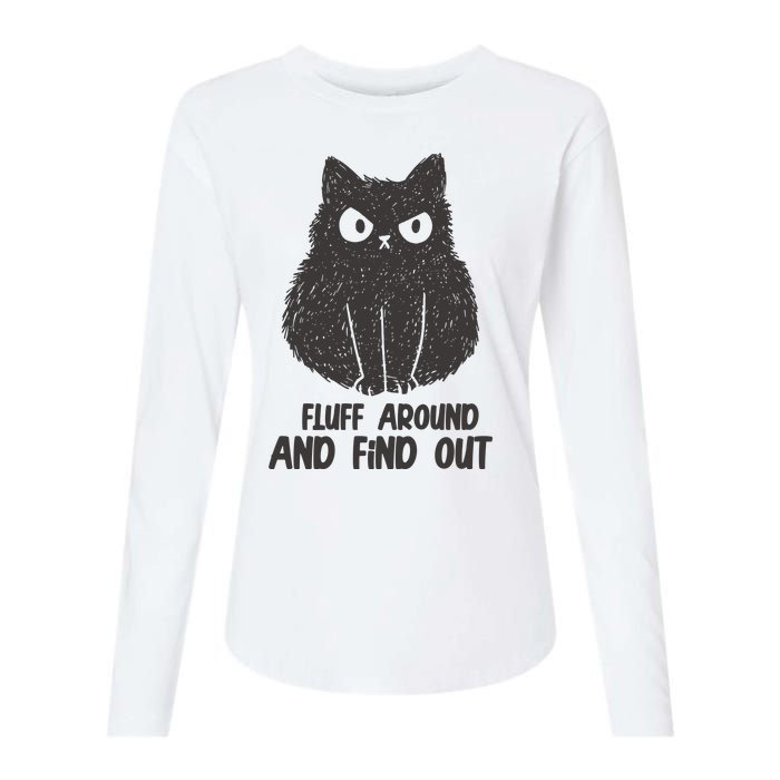 Fluff Around And Find Out Funny Cat Lover Womens Cotton Relaxed Long Sleeve T-Shirt