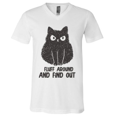 Fluff Around And Find Out Funny Cat Lover V-Neck T-Shirt