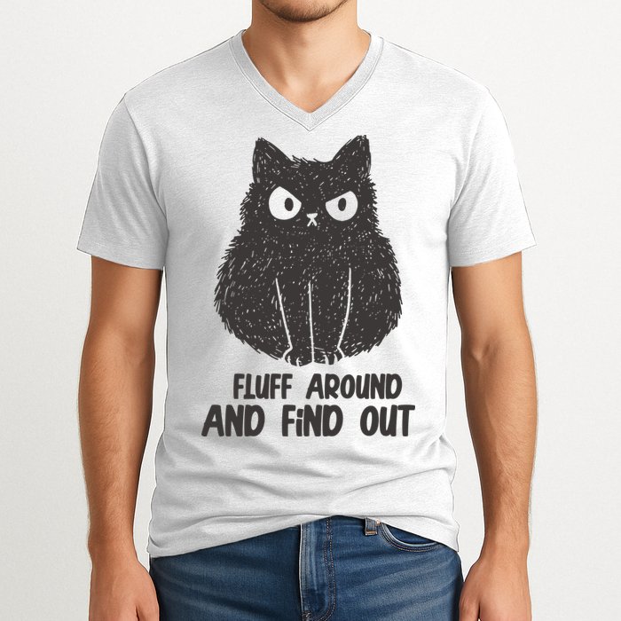 Fluff Around And Find Out Funny Cat Lover V-Neck T-Shirt