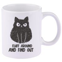 Fluff Around And Find Out Funny Cat Lover 11oz C Handle Ceramic Mug