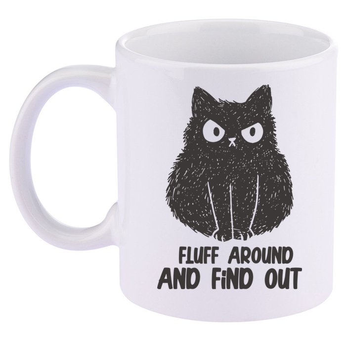 Fluff Around And Find Out Funny Cat Lover 11oz C Handle Ceramic Mug