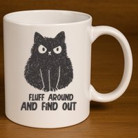 Fluff Around And Find Out Funny Cat Lover 11oz C Handle Ceramic Mug