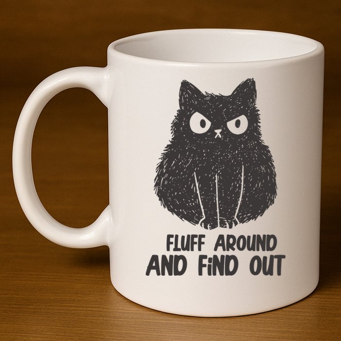 Fluff Around And Find Out Funny Cat Lover 11oz C Handle Ceramic Mug